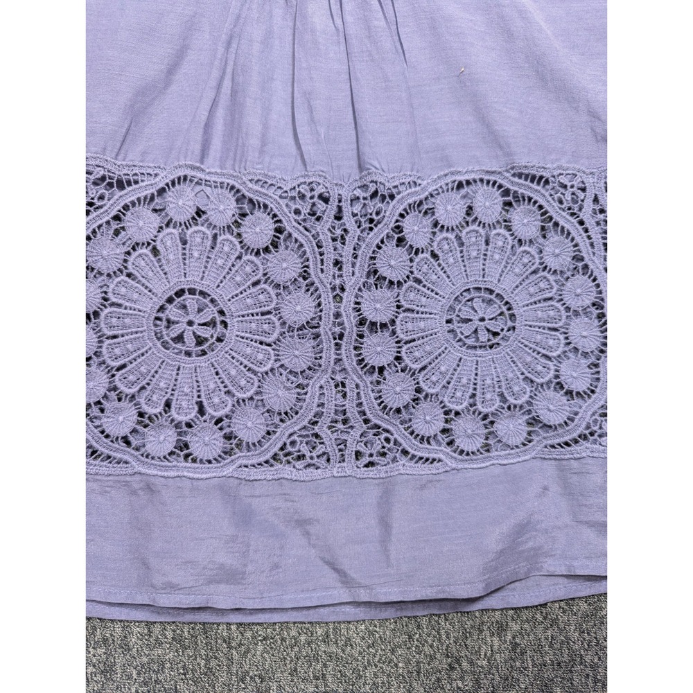Daniel Rainn Silk Cotton Crochet Lace Boho Blouse Purple XS - Picture 8 of 10